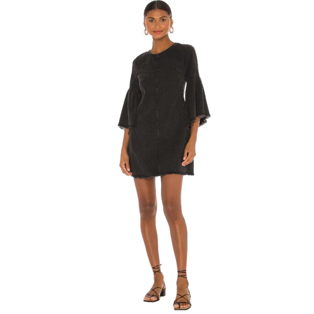NWT Free People We the Free Reckless Life Washed Black Denim Mini Dress Size 8 - Picture 2 of 10